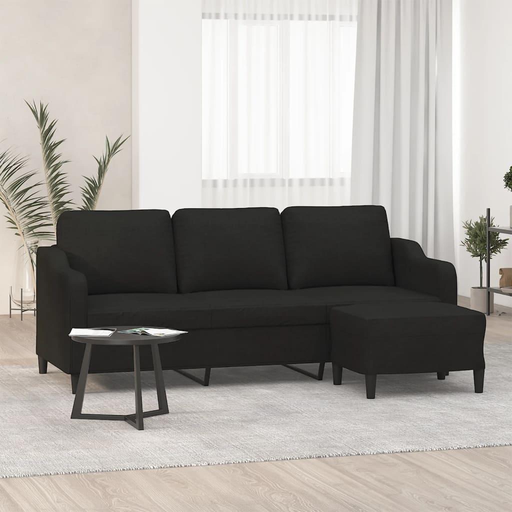 Personers Sofa Med Fodskammel Sort Sædebredde 180