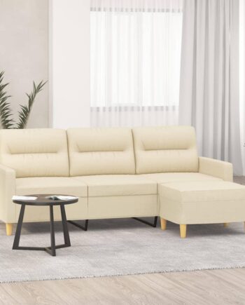 Personers Sofa Med Fodskammel Stof Cremefarvet 198
