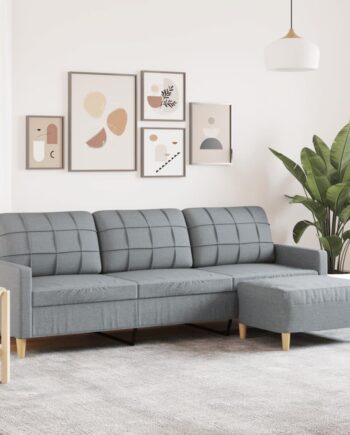 Personers Sofa Med Fodskammel Stof Lysegrå Sædebredde 210
