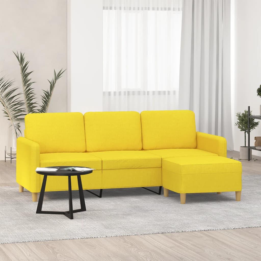 Personers Sofa Med Fodskammel Stof Lysegul 198