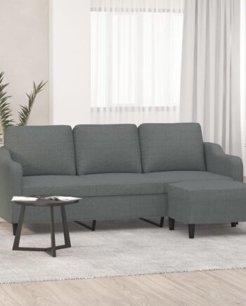 Personers Sofa Med Fodskammel Stof Mørkegrå 180 Sædebredde