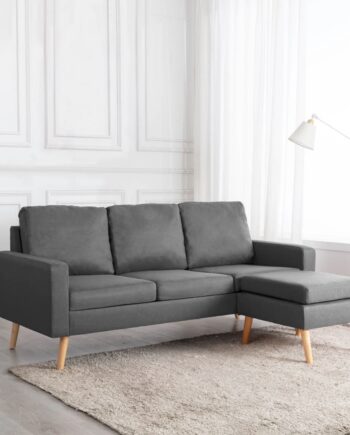 Personers Sofa Med Fodskammel Stof Mørkegrå