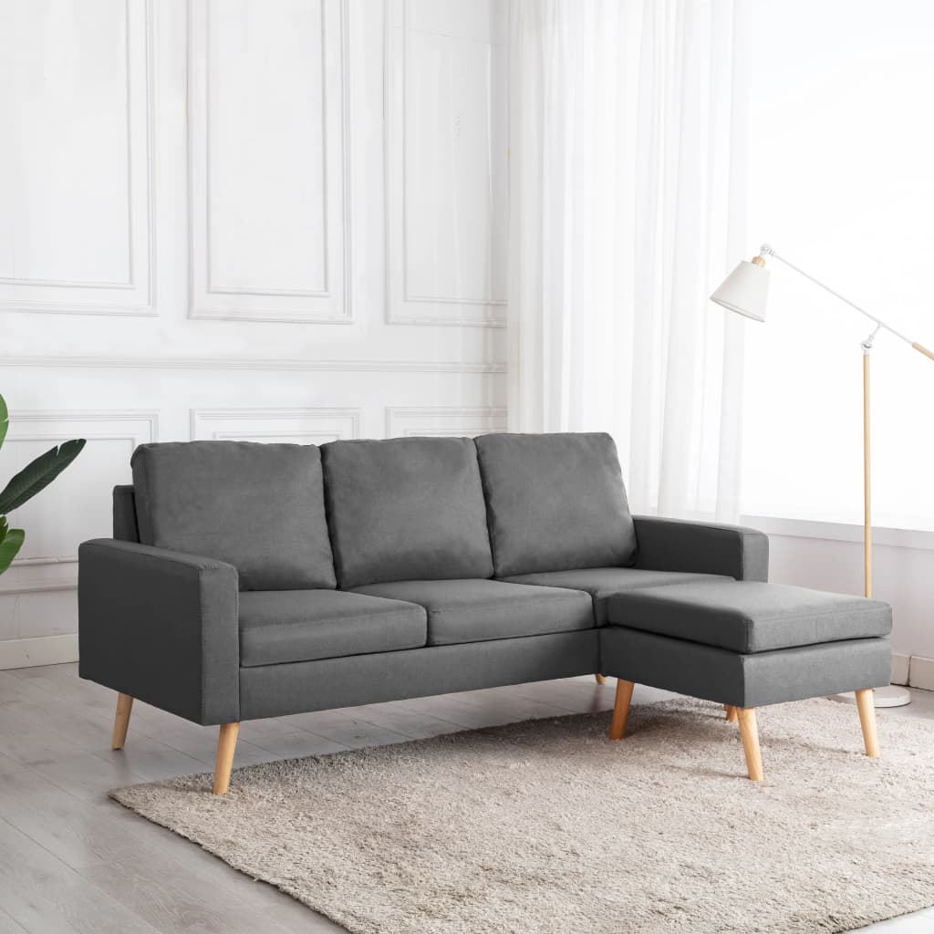 Personers Sofa Med Fodskammel Stof Mørkegrå