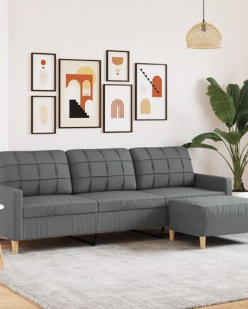 Personers Sofa Med Fodskammel Stof Mørkegrå 226