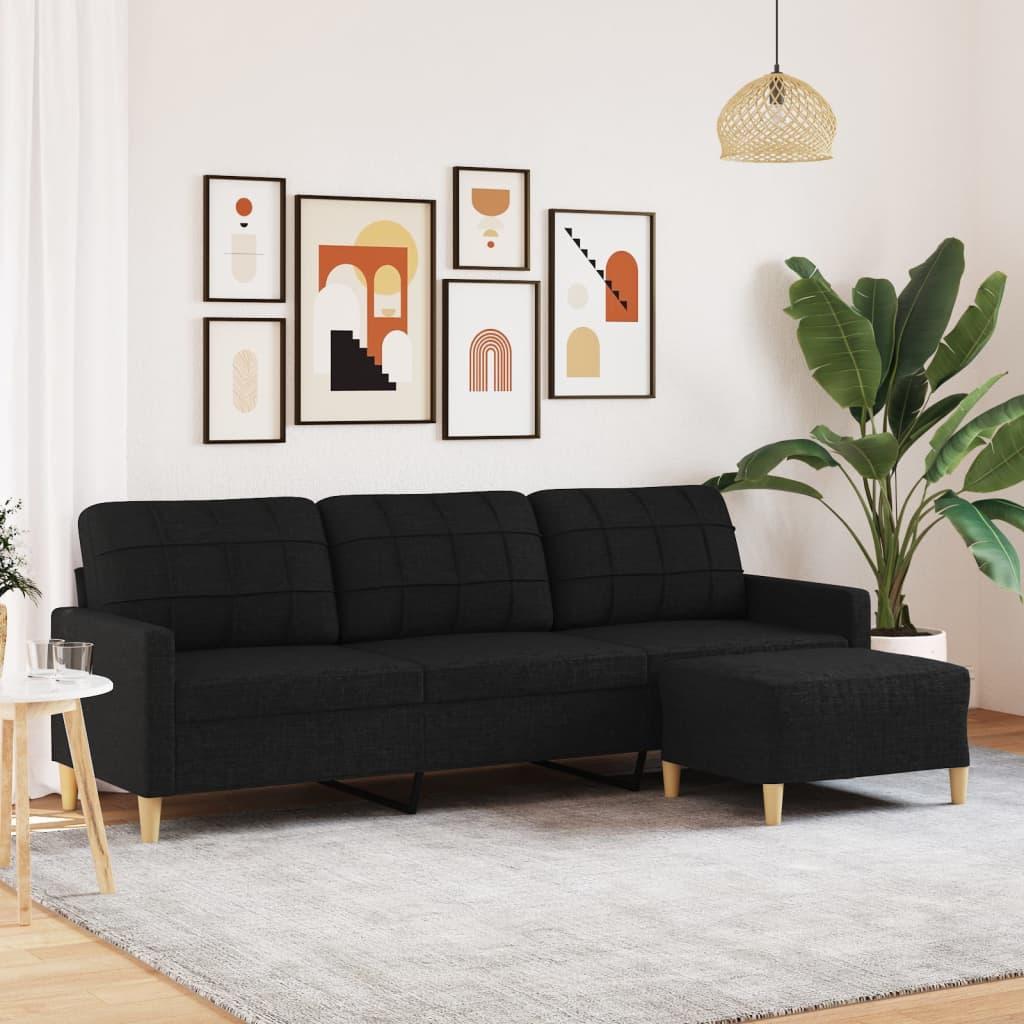 Personers Sofa Med Fodskammel Stof Sort 226
