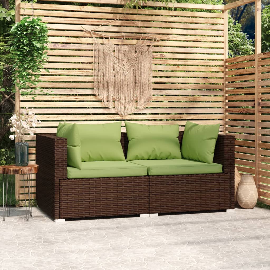 Personers Sofa Med Hynder Polyrattan Brun