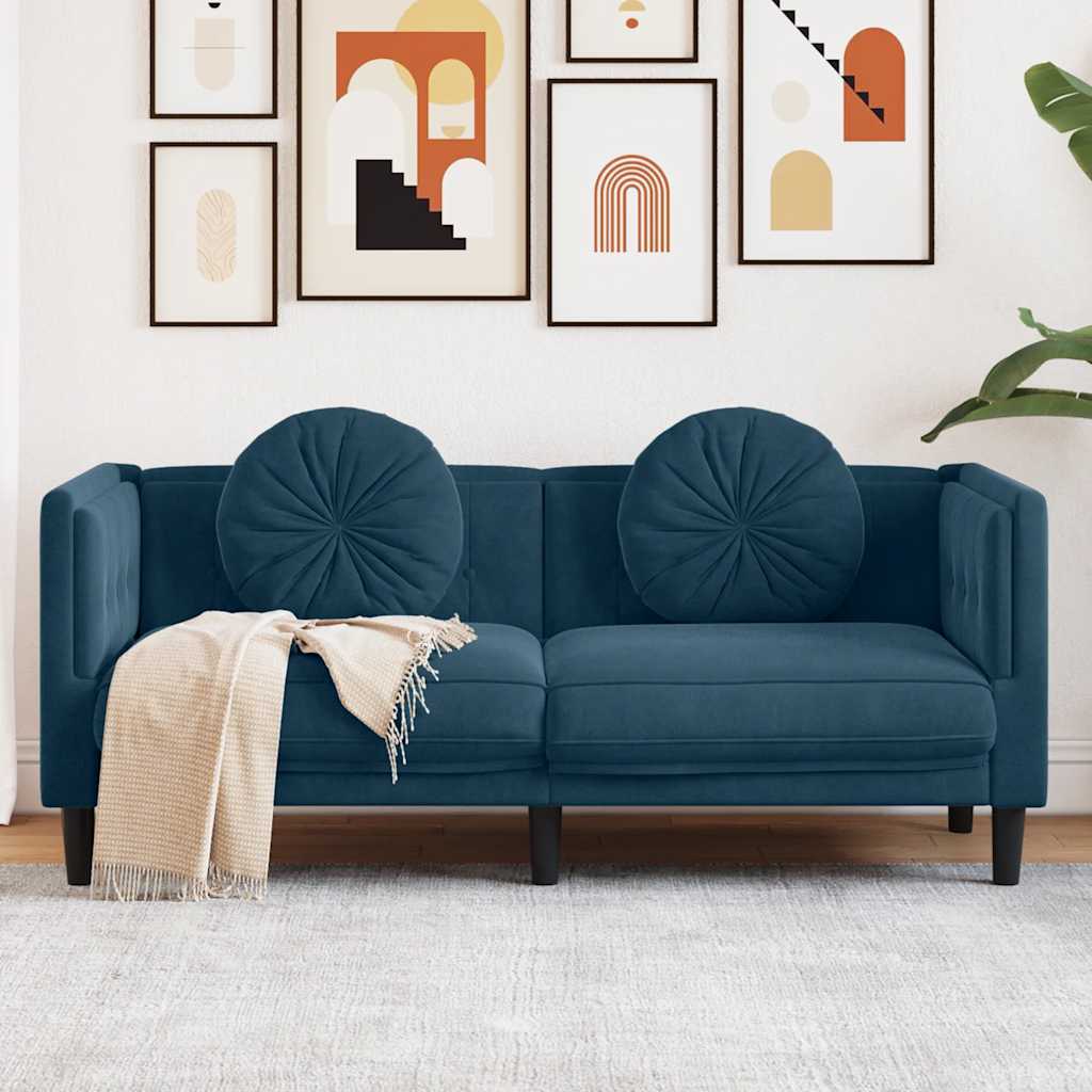 Personers Sofa Med Hynder Velour Blå