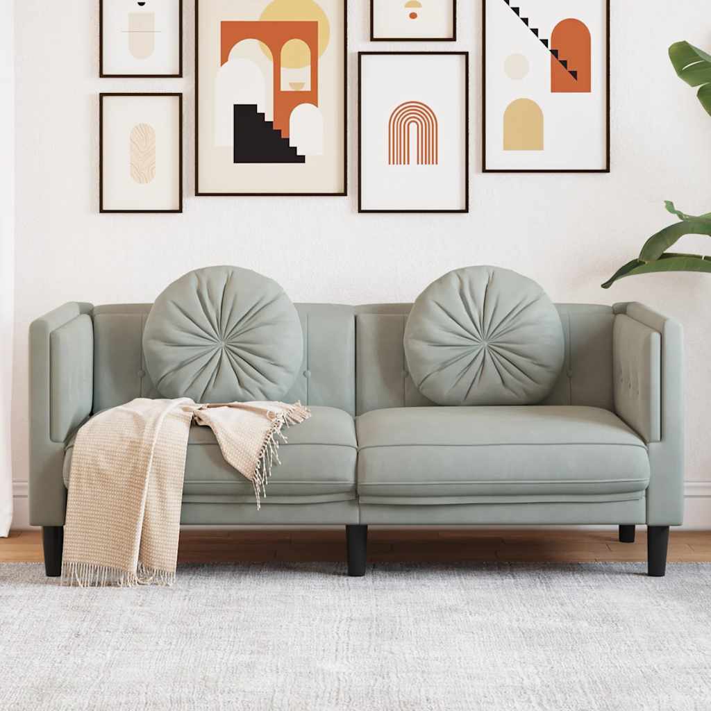 Personers Sofa Med Hynder Velour Lysegrå