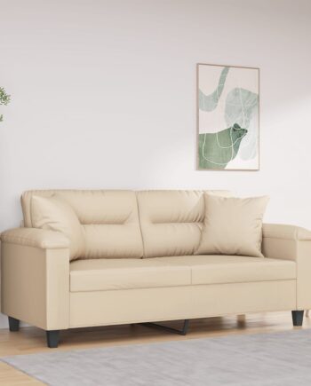 Personers Sofa Med Puder 140 Mikrofiberstof Creme