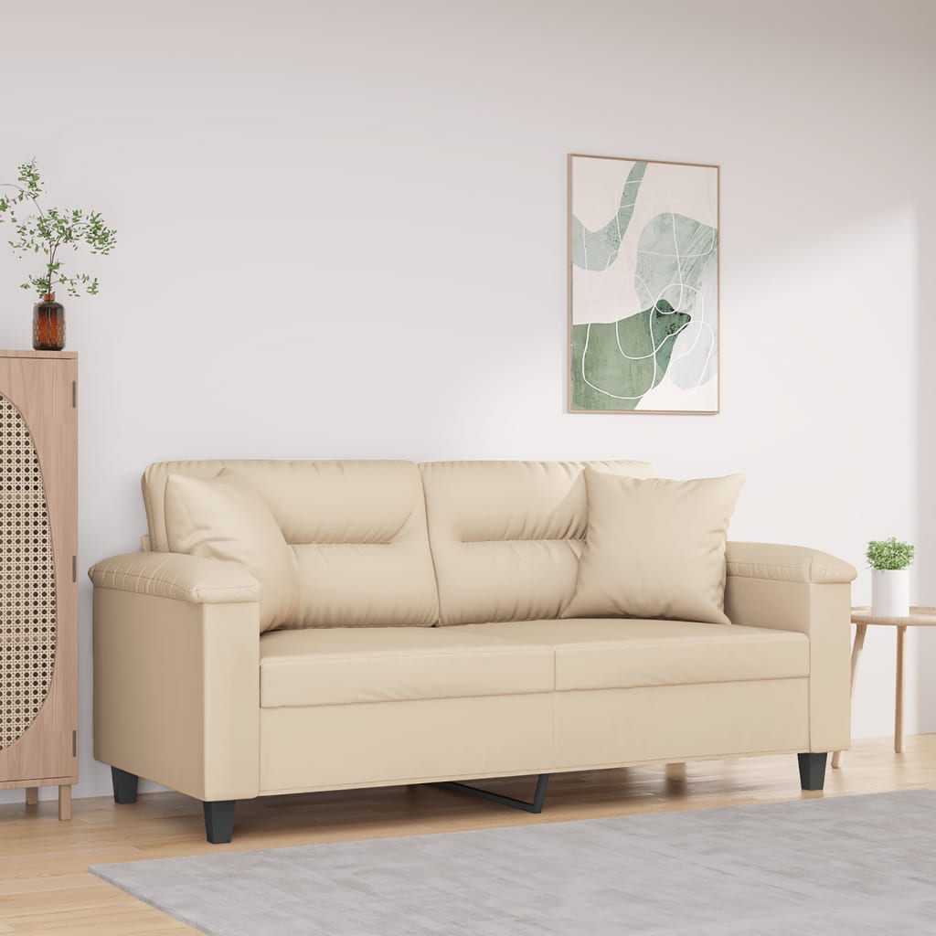 Personers Sofa Med Puder 140 Mikrofiberstof Creme