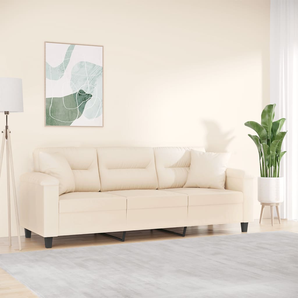Personers Sofa Med Puder 180 Mikrofiberstof Beige