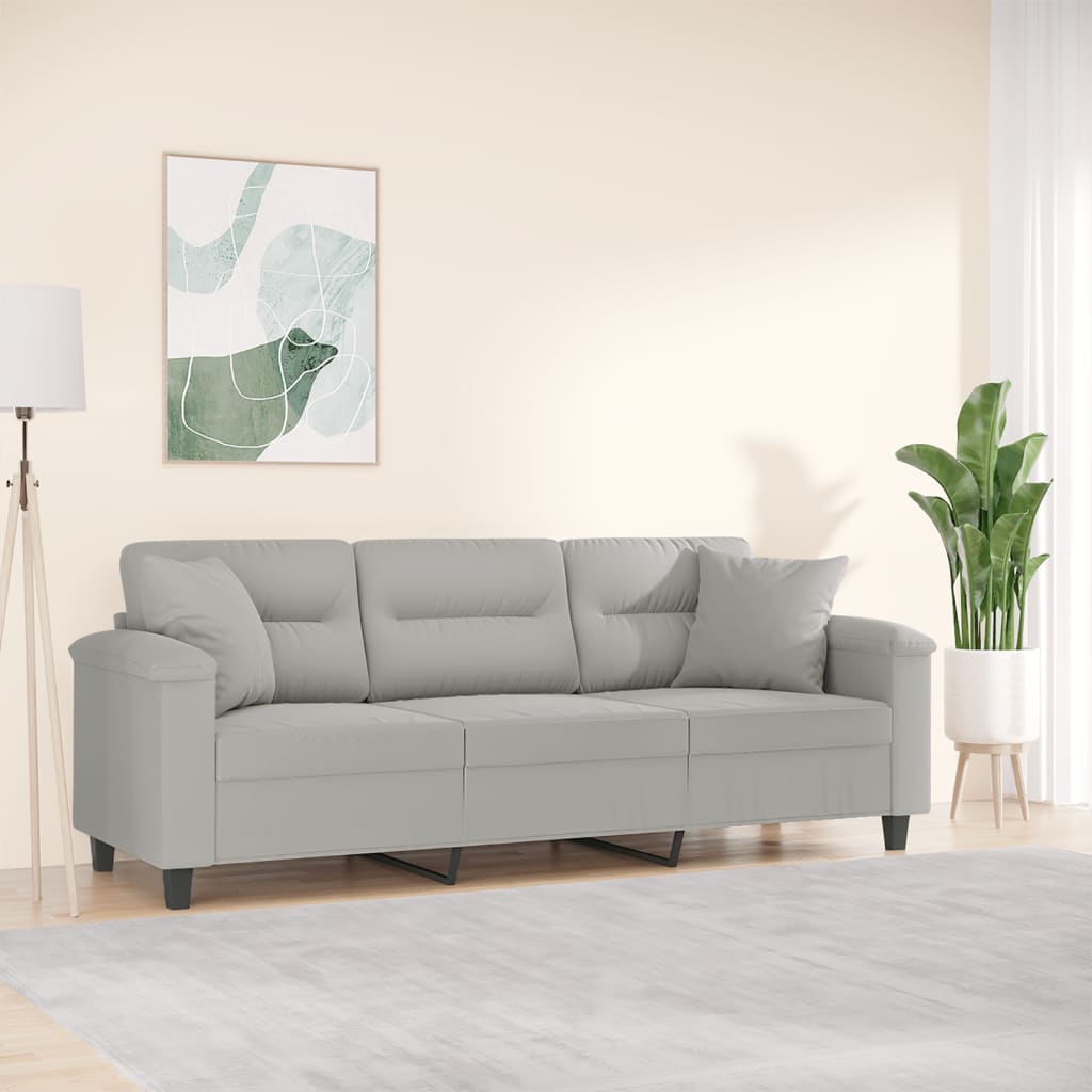 Personers Sofa Med Puder 180 Mikrofiberstof Lysegrå