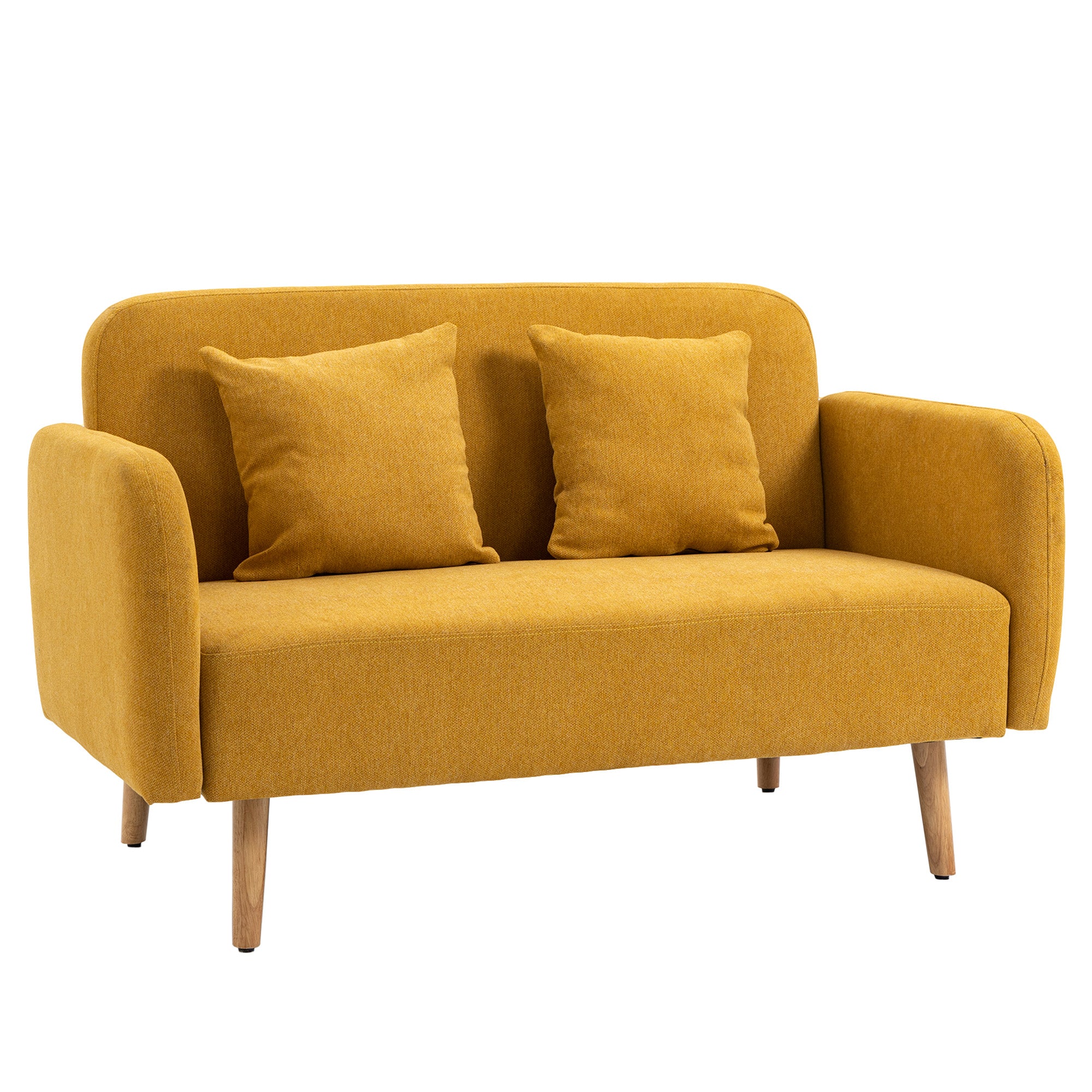 Personers Sofa Med Puder Lille Loveseat Med Fløjlstop Moderne Polstret Sofa Til Stue Soveværelse Lille Værelse Gul 130