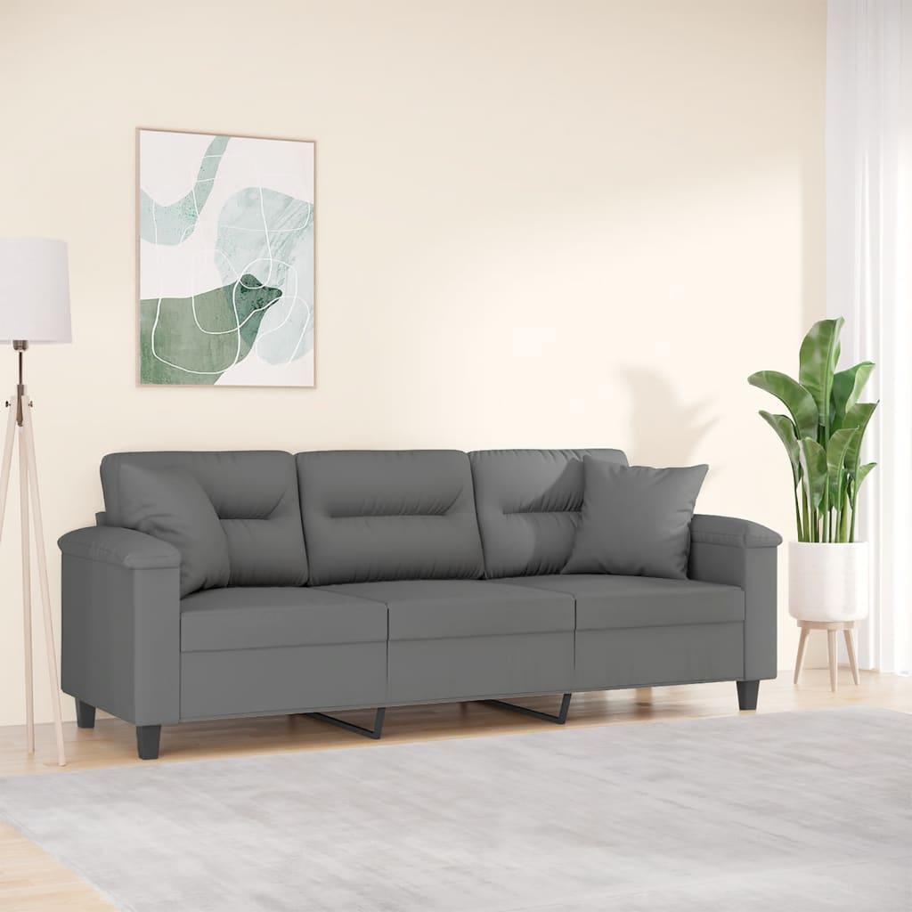 Personers Sofa Med Puder Mikrofiber Mørkegrå 210