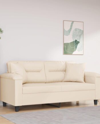 Personers Sofa Med Puder Mikrofiberstof 140 Sædebredde Beige