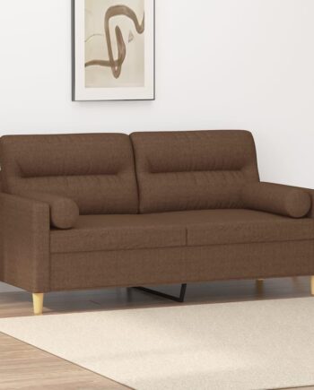 Personers Sofa Med Pyntepuder 140 Sædebredde Stof Brun