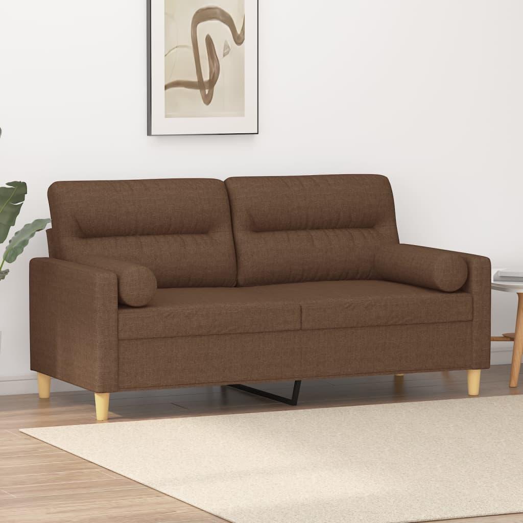 Personers Sofa Med Pyntepuder 140 Sædebredde Stof Brun