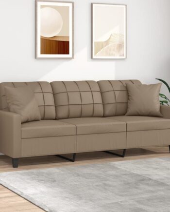 Personers Sofa Med Pyntepuder 180 Kunstlæder Cappuccino