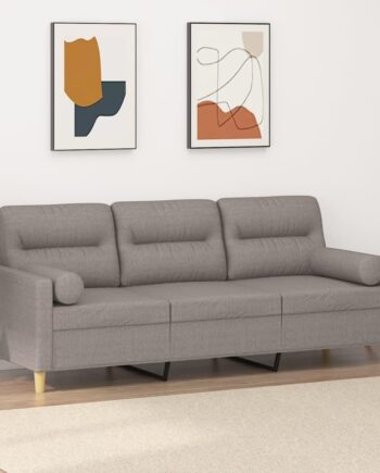Personers Sofa Med Pyntepuder 180 Stof Gråbrun