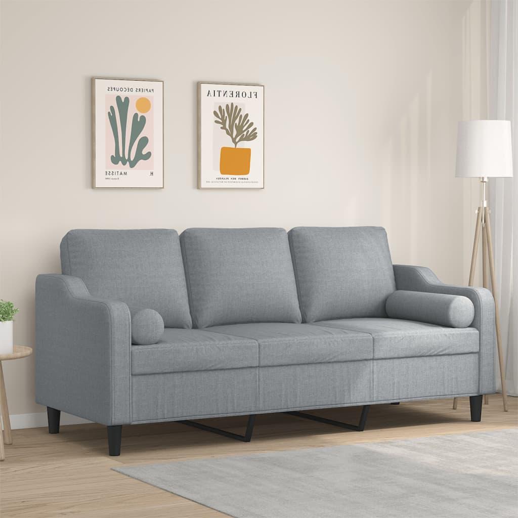Personers Sofa Med Pyntepuder 180 Stof Lysegrå
