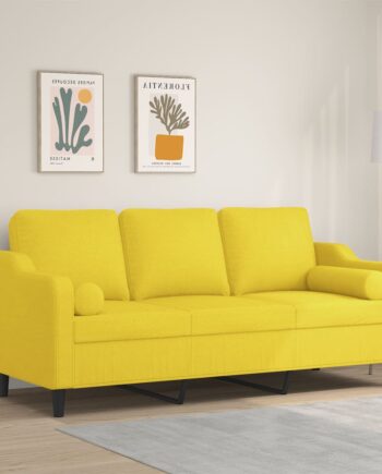 Personers Sofa Med Pyntepuder 180 Stof Lysegul
