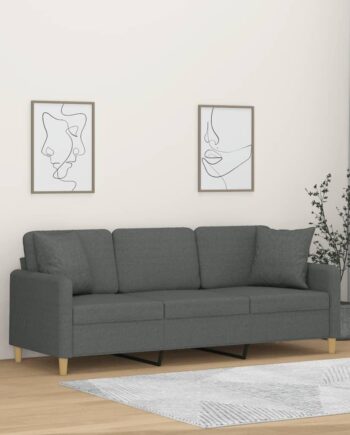 Personers Sofa Med Pyntepuder 180 Stof Mørkegrå