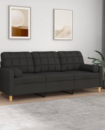 Personers Sofa Med Pyntepuder 180 Stof Sort