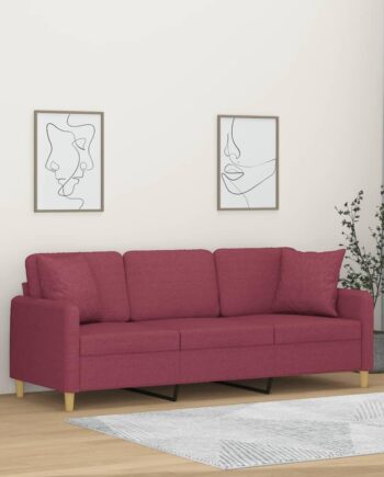 Personers Sofa Med Pyntepuder 180 Stof Vinrød