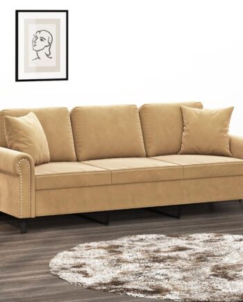 Personers Sofa Med Pyntepuder 180 Velour Brun