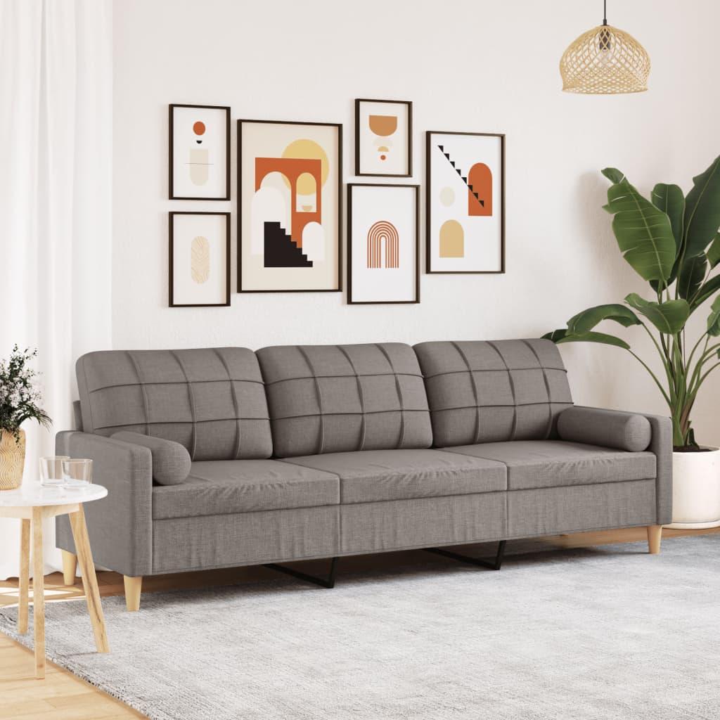 Personers Sofa Med Pyntepuder 210 Stof Gråbrun