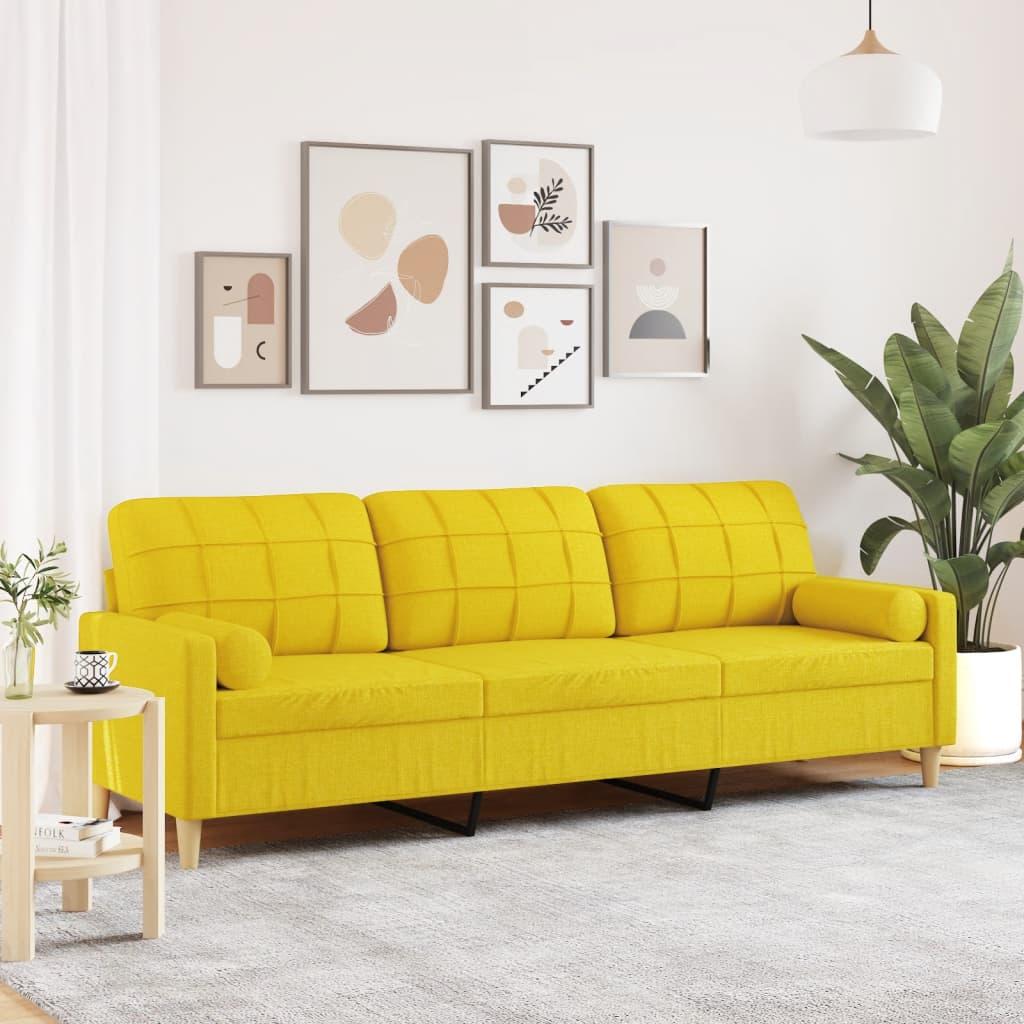 Personers Sofa Med Pyntepuder 210 Stof Lysegul
