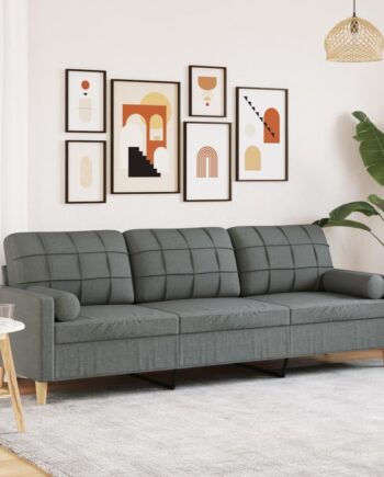 Personers Sofa Med Pyntepuder 210 Stof Mørkegrå