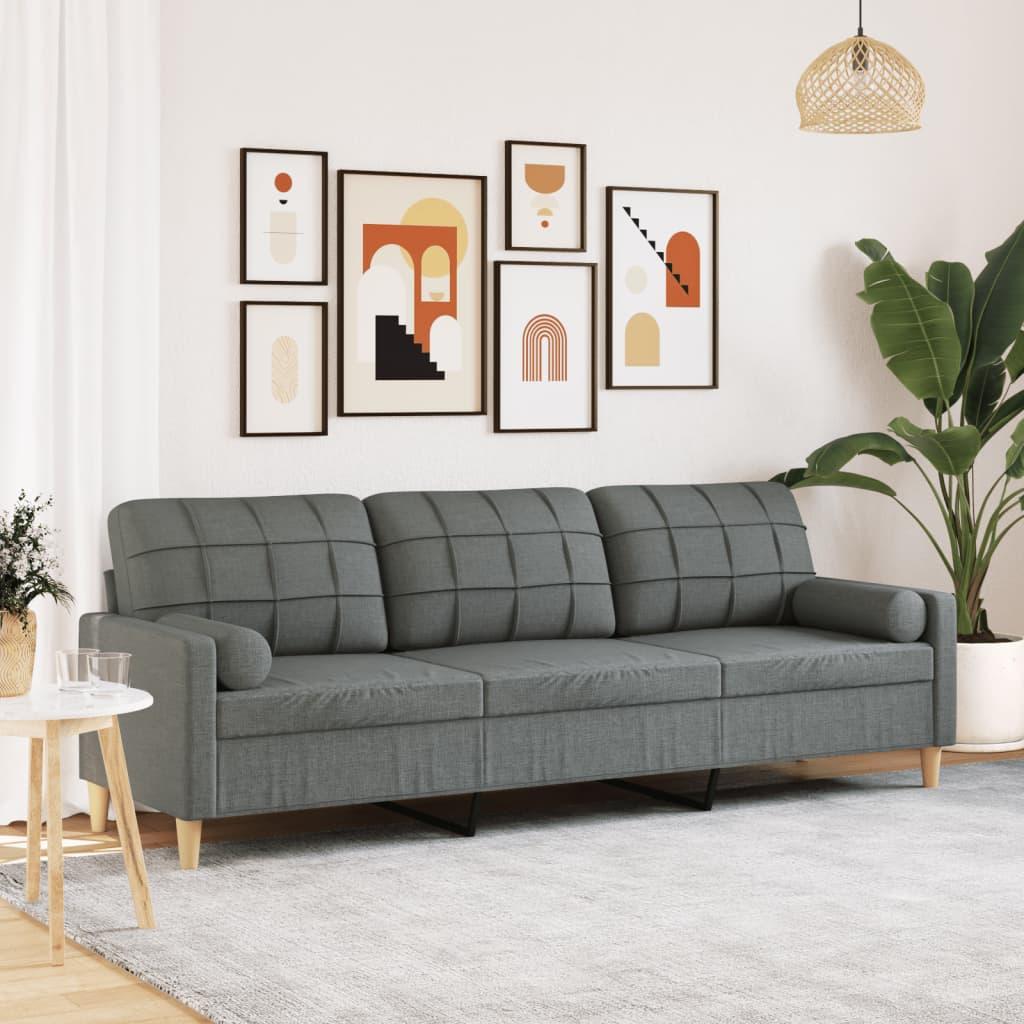 Personers Sofa Med Pyntepuder 210 Stof Mørkegrå