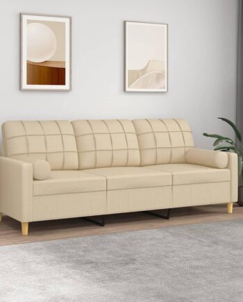 Personers Sofa Med Pyntepuder Stof Cremefarvet 198