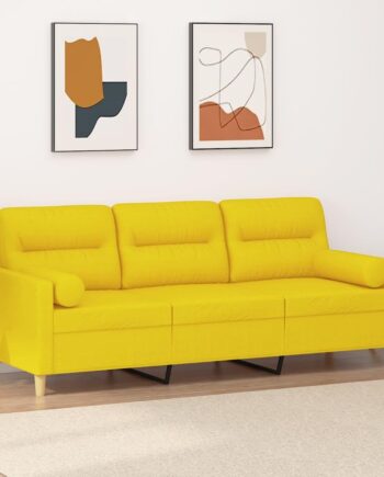 Personers Sofa Med Pyntepuder Stof Lysegul 198