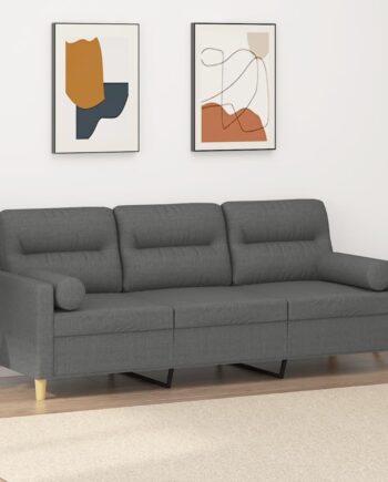Personers Sofa Med Pyntepuder Stof Mørkegrå 198