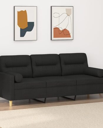 Personers Sofa Med Pyntepuder Stof Sort 198