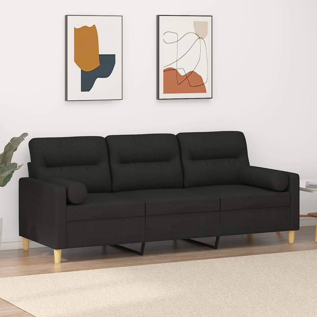 Personers Sofa Med Pyntepuder Stof Sort 198