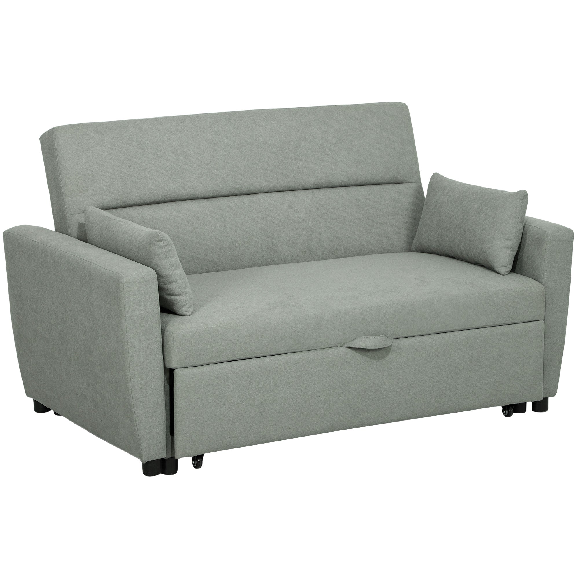 Personers Sofa Med Sengefunktion Justerbar Ryglæn Polstret Sofa Fløjlslook Til Stue Soveværelse Lysegrå