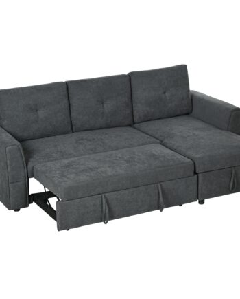 Personers Sofa Med Sengefunktion Sovesofa Med Chaiselong Polstret Sofa Mørkegrå