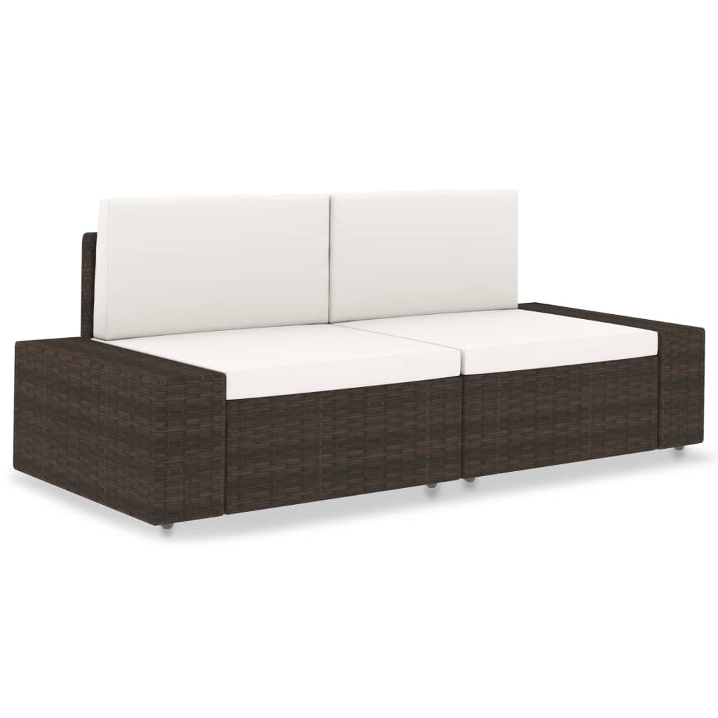 Personers Sofa Modulær Polyrattan Brun