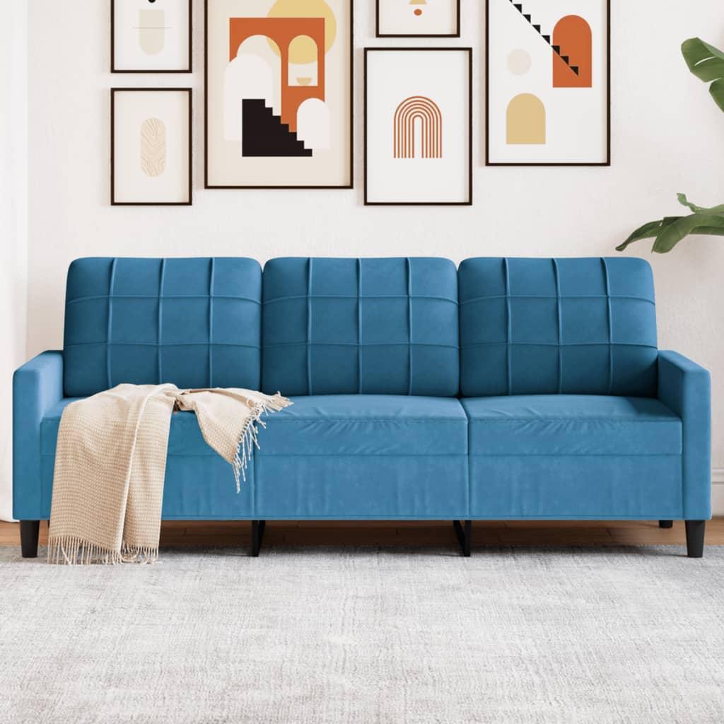 Personers Sofa Velour Blå 180 Sædebredde