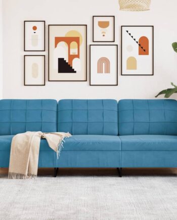 Personers Sofa Velour Blå Sædebredde 210