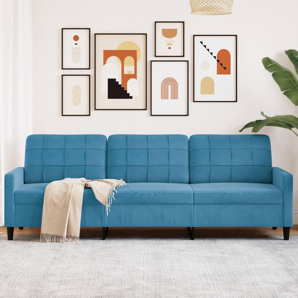 Personers Sofa Velour Blå Sædebredde 210