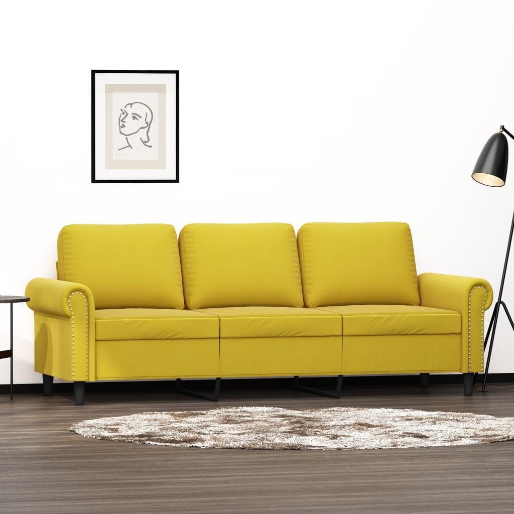 Personers Sofa Velour Gul Sædebredde 180