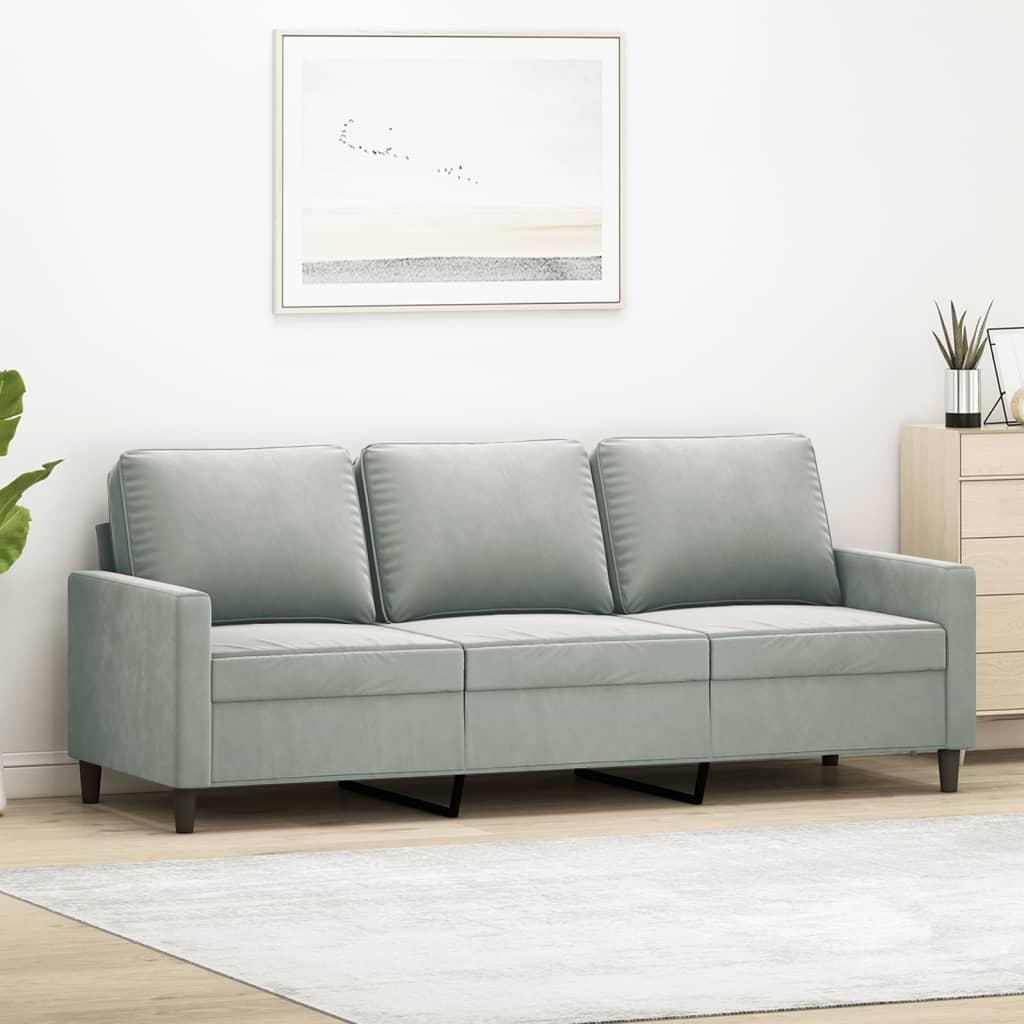Personers Sofa Velour Lysegrå Sædebredde 180