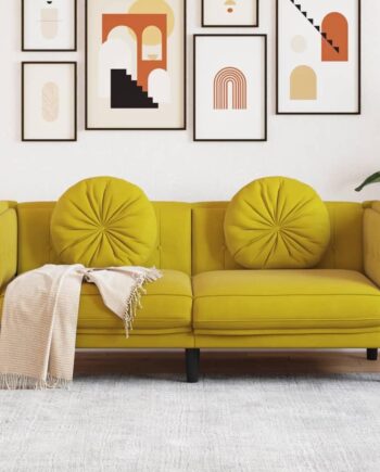 Personers Sofa Velour Med Hynder Gul