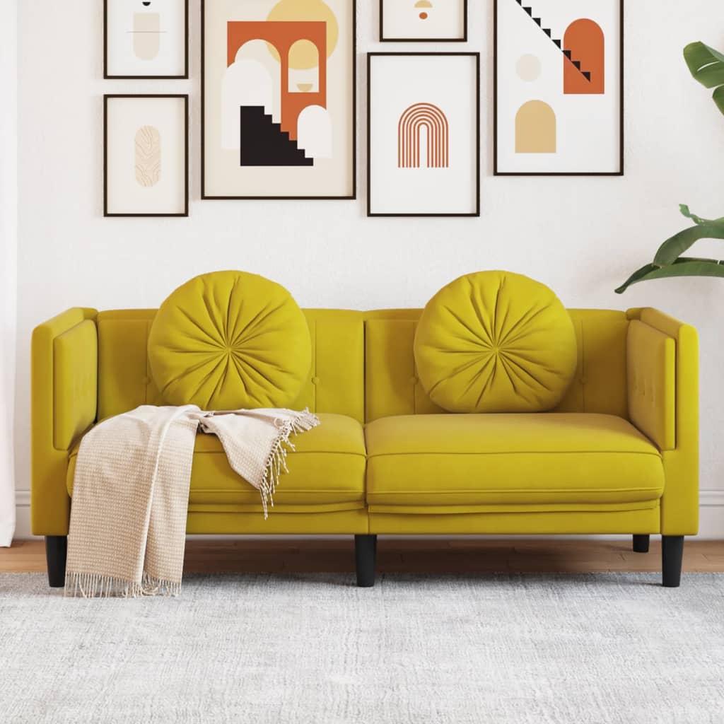 Personers Sofa Velour Med Hynder Gul