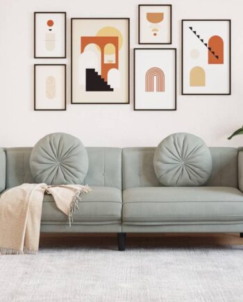 Personers Sofa Velour Med Hynder Lysegrå