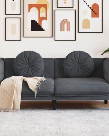 Personers Sofa Velour Med Hynder Mørkegrå